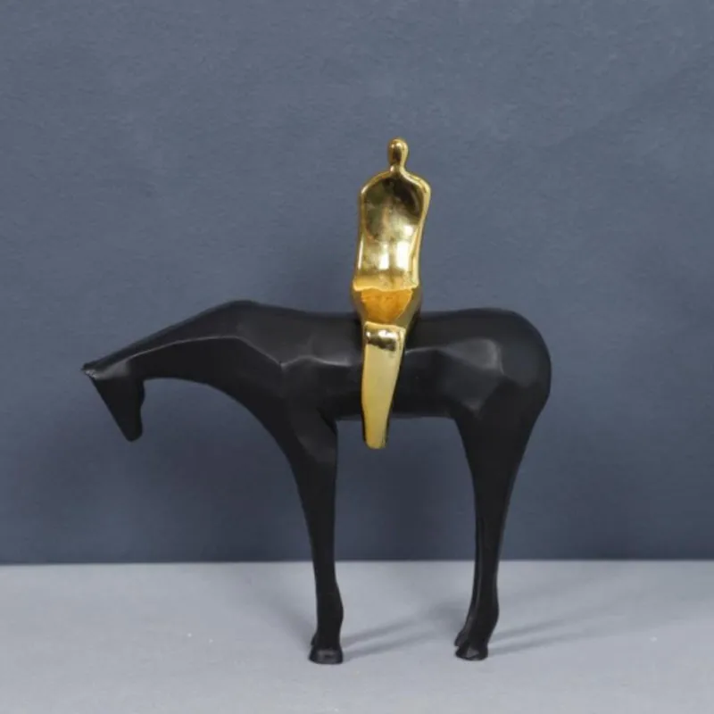 Jin Ren Sitting Horse Modern New Chinese Sculpture Resin Horse Decoration Office Hotel Entrance Tea Table Accessories