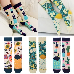 Autumn and winter socks women's stockings plant cactus graffiti cotton socks personality fashion straight trendy socks