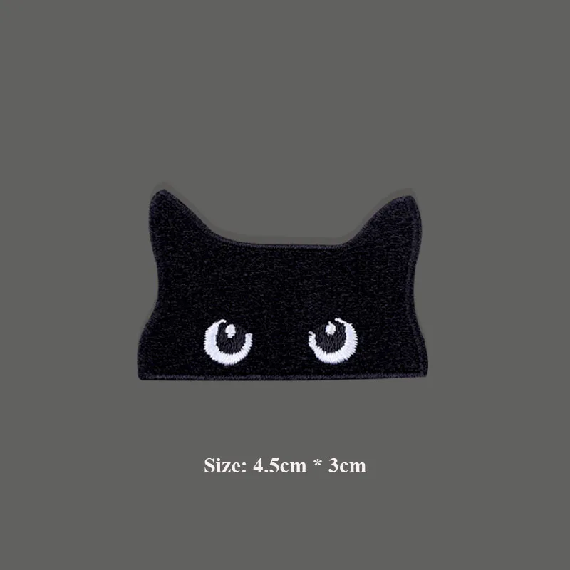 1 Piece Cute Black Cat Embroidered Clothing Patches For Clothes Parch Iron On Fabric Sticker