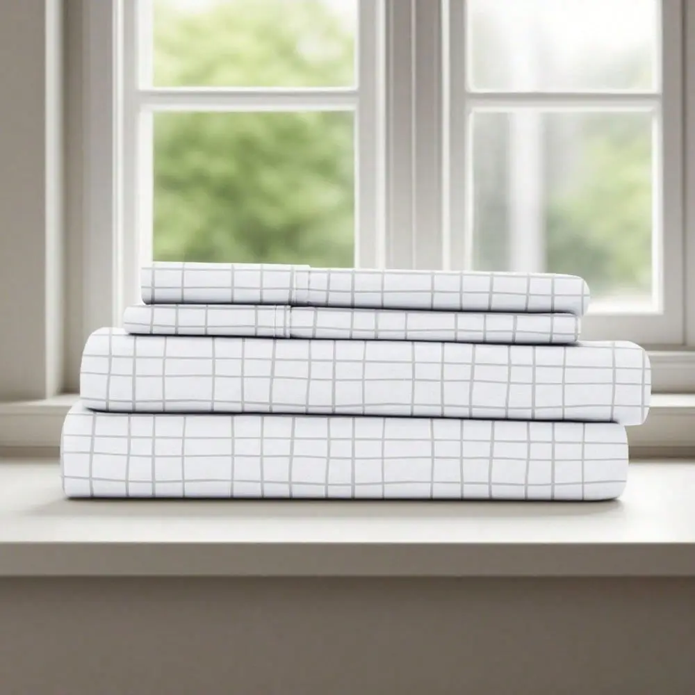 

Microfiber Bed Sheet Set, Gray Polaris Pattern, Full Size