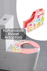 Cubierta de asiento de inodoro plegable portátil para niños, adaptador de inodoro para bebés con estampado, asiento rosa