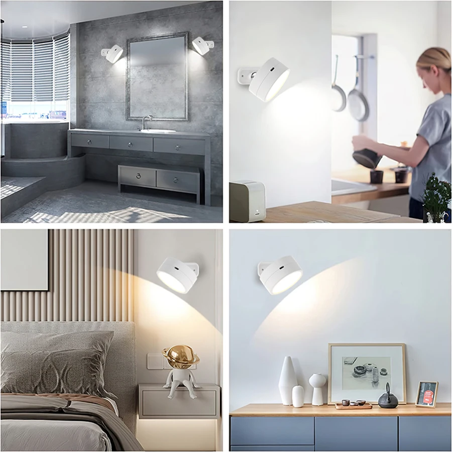 Moderne magnetische wandlampen LED-wandlamp 360 °   Rotatie wandgemonteerde verlichting met afstandsbediening RGB oplaadbare wandkandelaar kamerdecor