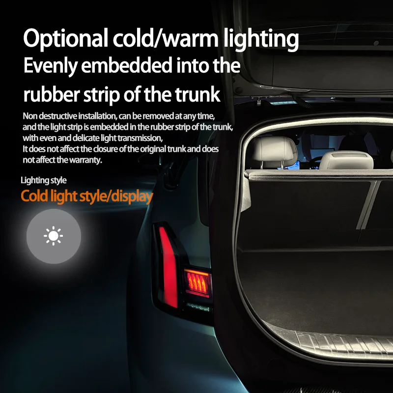 Suitable for ZEEKR 001 trunk light with ambient lightingCold light and warm light are optional Camping essentials