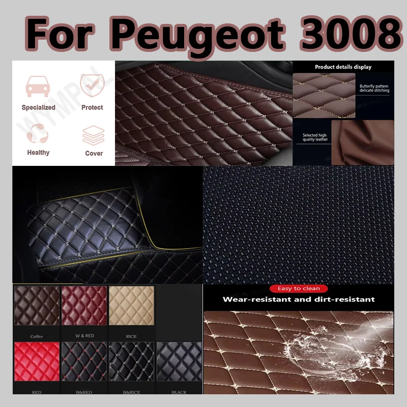

Luxury Car Mats For Peugeot 3008 P84 2017~2023 Leather Floor Mat Carpets Protective Pad Rugs Interior Parts Car Accessories
