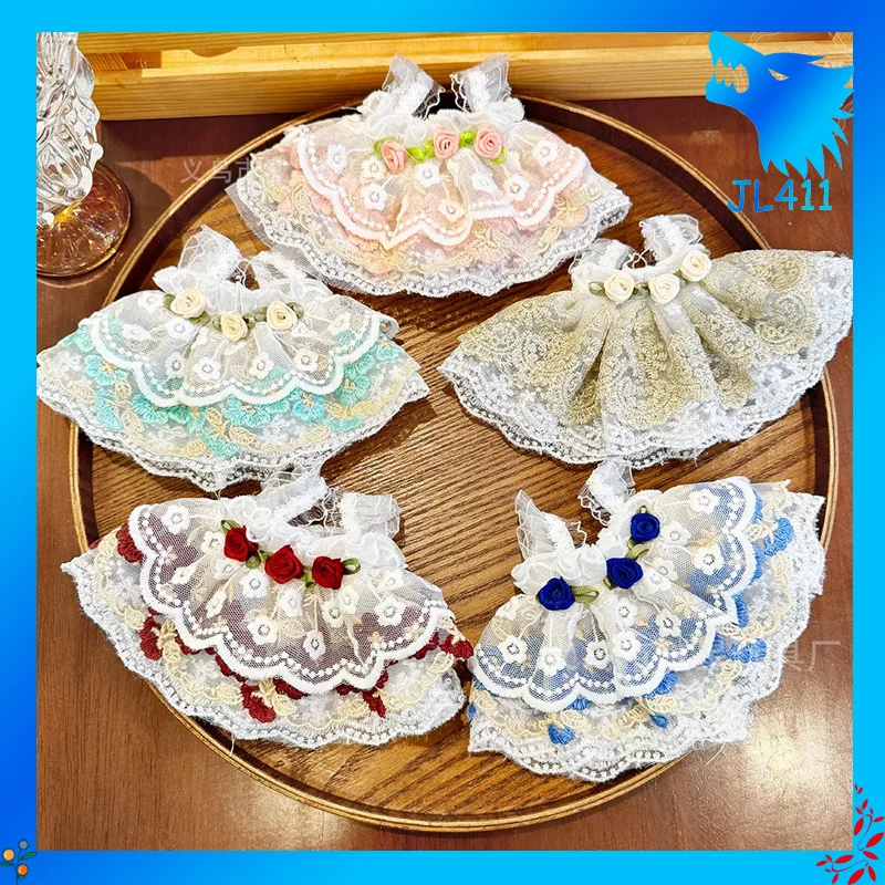 15/17 سنتيمتر جديد معلقة الأذن أرنب الدانتيل ارتفع تنورة معطف Plushdoll حزام الكتف تنورة القطن دمية تنورة الأميرة ملحق طفل هدية #1