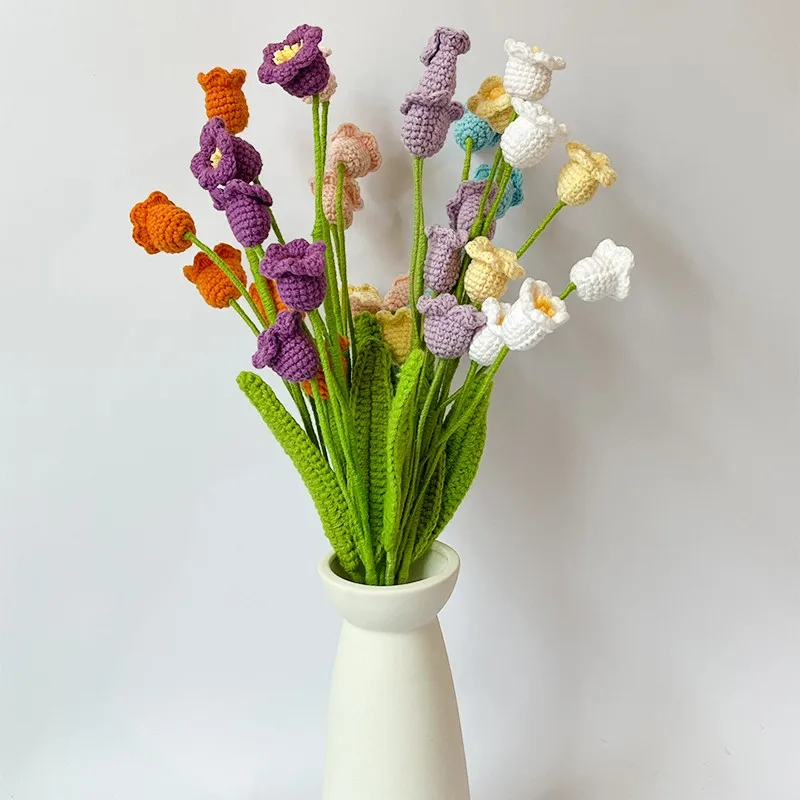 

Crocheted Lily Of The Valley Artificial Flowers Creative Handmade Bouquets Desktop Wedding Graduation Decorate Gift Beautiful