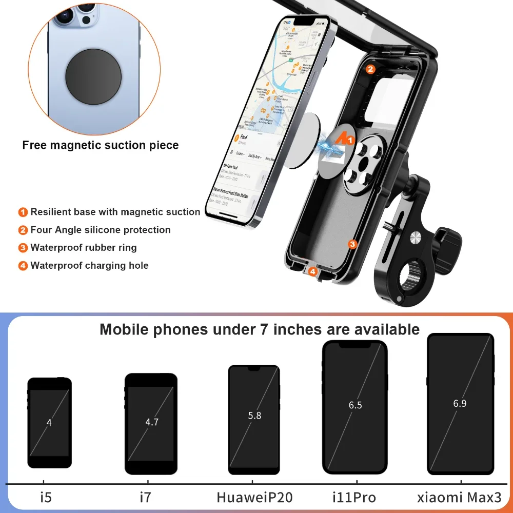 NEW Bike Phone Mount MTB Waterproof Cell Phone Holder 360 Rotation Motorcycle Electric Phone Holder for 4-7 inch Smartphones