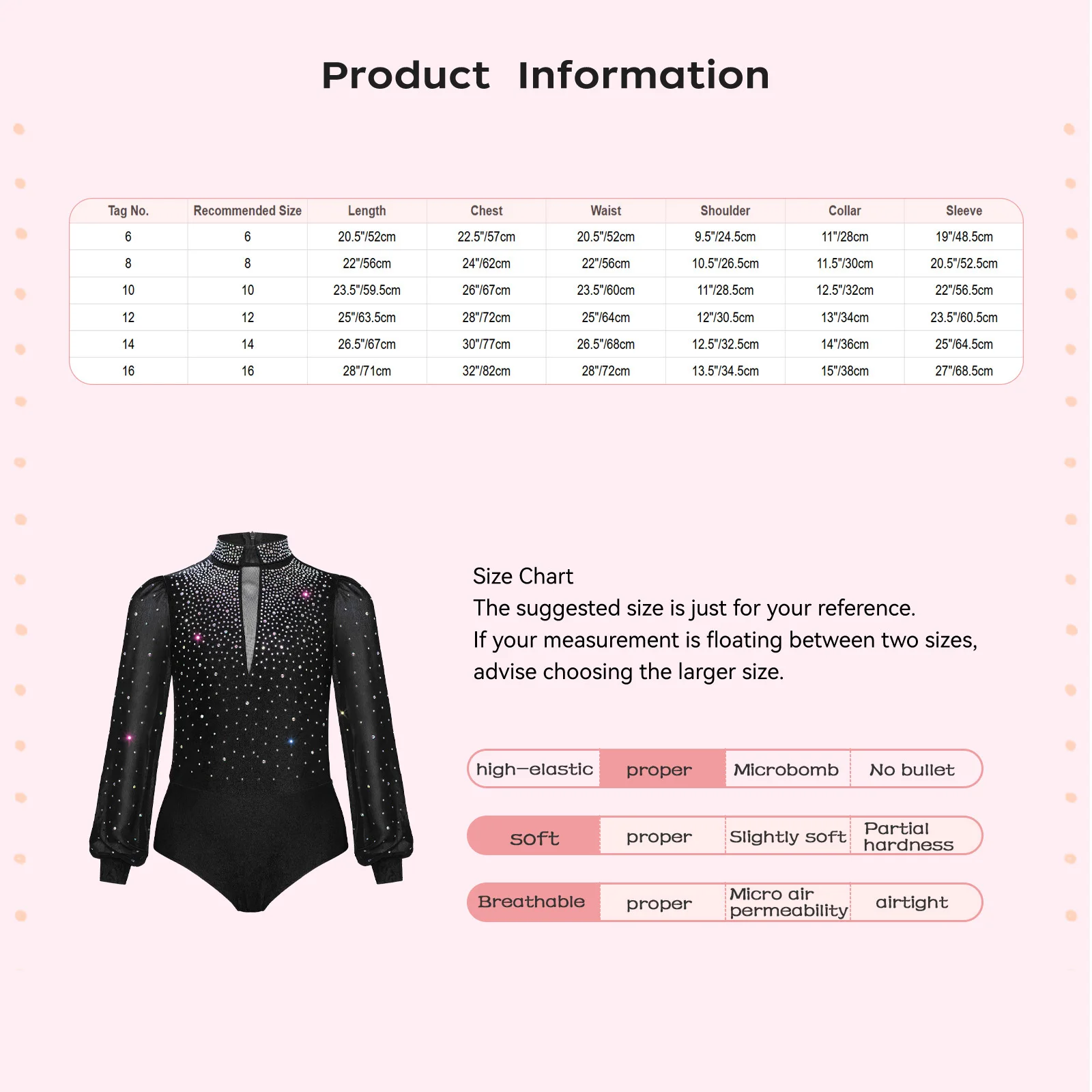 Maglia da ginnastica ritmica per bambini e ragazzi, body da ballo latino jazz, body a maniche lunghe per gare di sala da ballo, feste, spettacoli teatrali