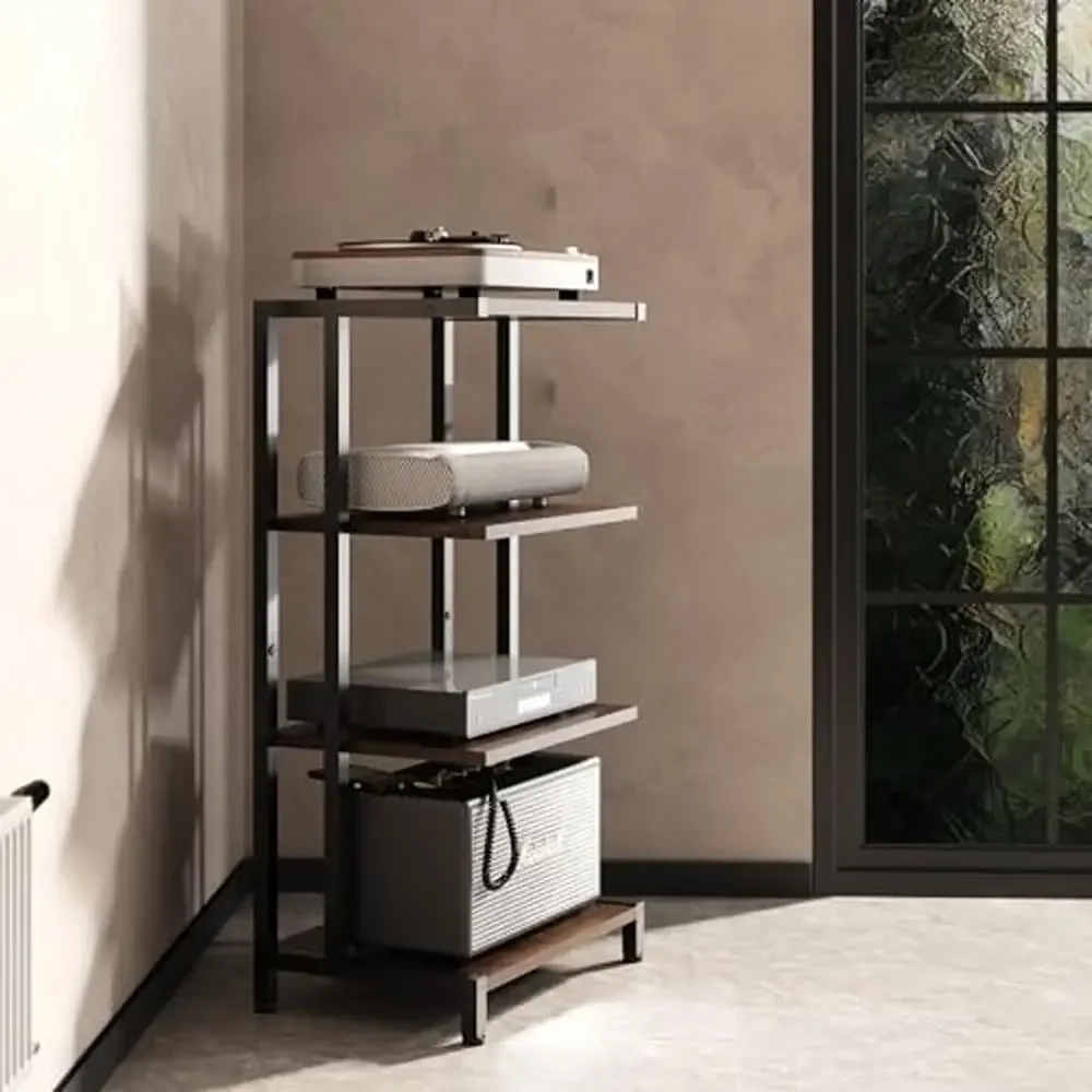 AV الوسائط حامل رف زاوية مكون خشبي خزانة ستيريو الصوت رف برج دائم قابل للتعديل الفضاء توفير تخزين مشغلات DVD