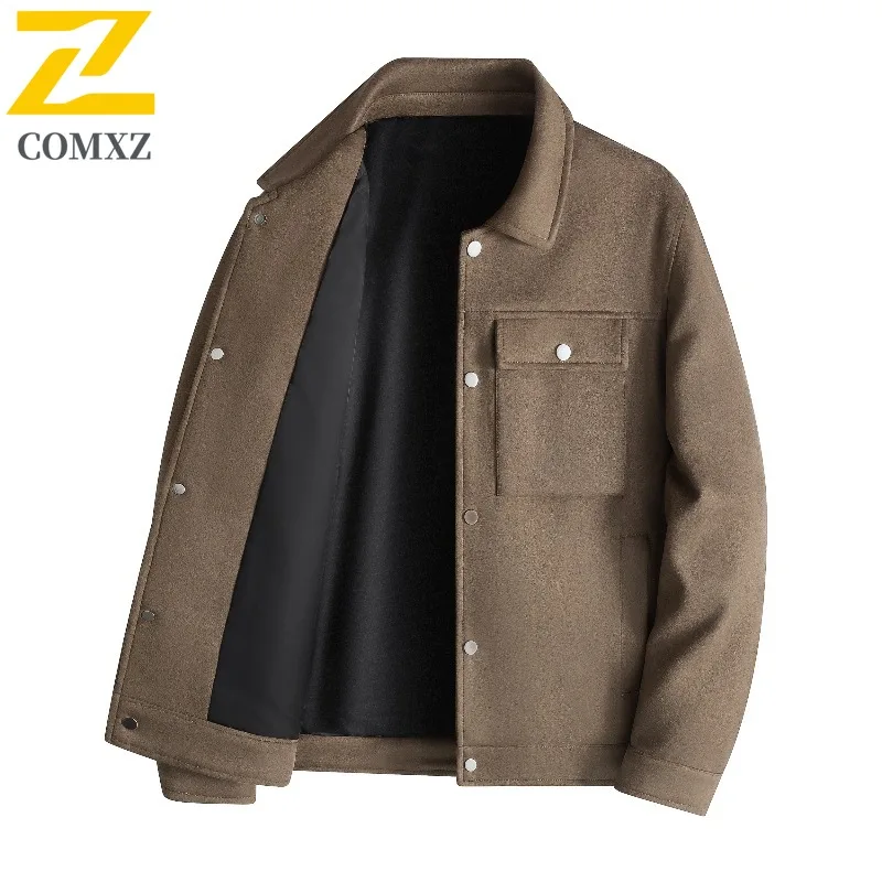 

COMXZ Мужская высококачественная замшевая куртка Модная высококачественная легкая роскошная мужская кожаная куртка Деловая повседневная куртка для мужчин