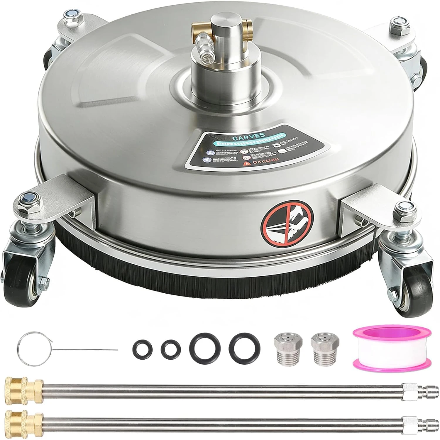 

14" Pressure Washer Surface Cleaner with 4 Wheels, Stainless Steel Surface Cleaner for Pressure Washer Attachment for Patio, Sidewalk, Deck and Driveways