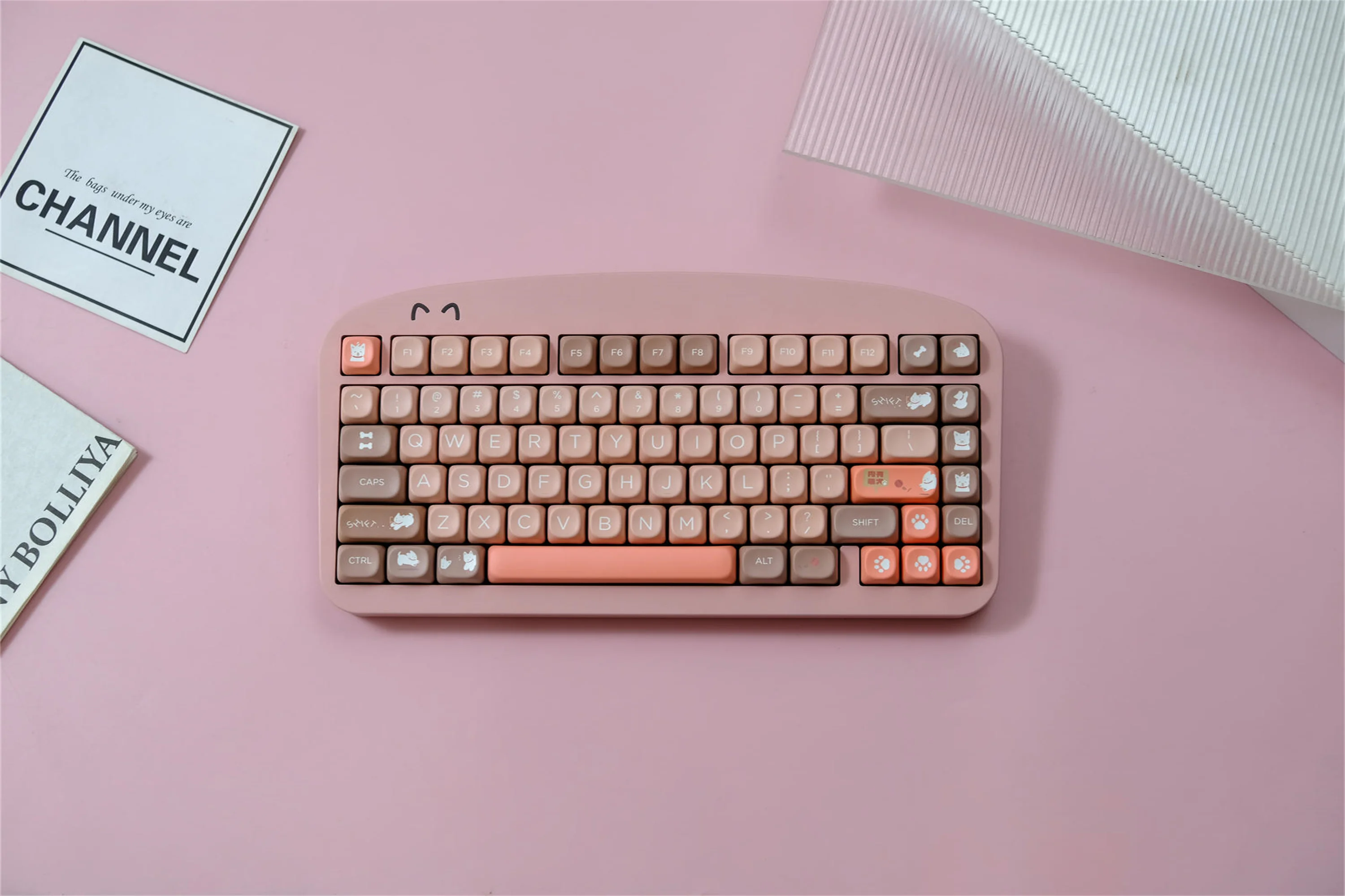 Cute Dog 126 Keys Keycaps Set PBT Material MOA XOA Profile Keycap DYE-SUB Wooting For CHERRY MX Switch Mechanical Keyboard