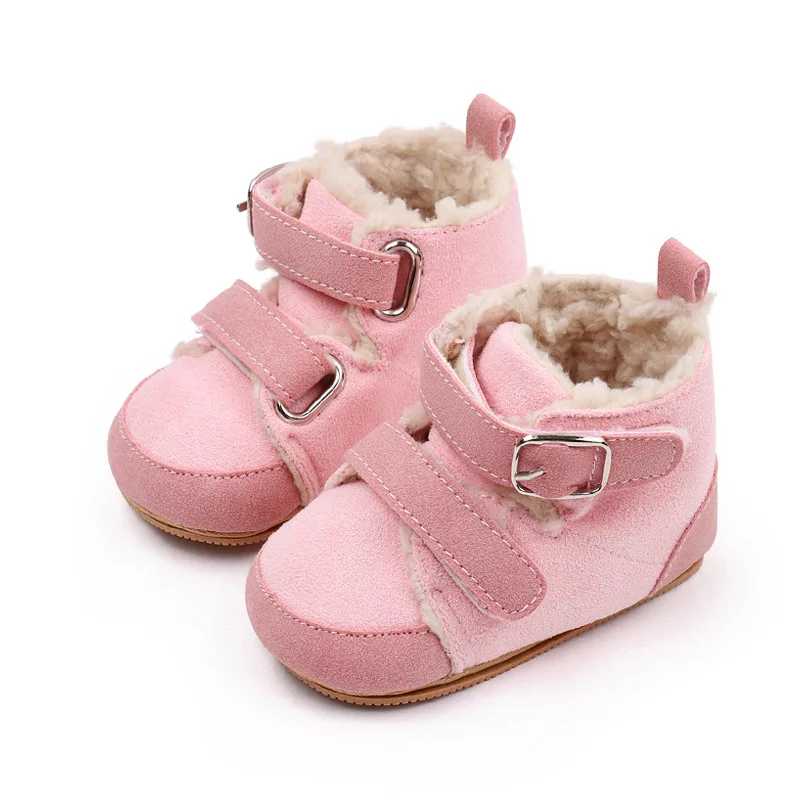 Winter Baby Shoes Girls Boys Suede Plush Cotton Boots Snow Non-Slip Infant Kids Warm Walking