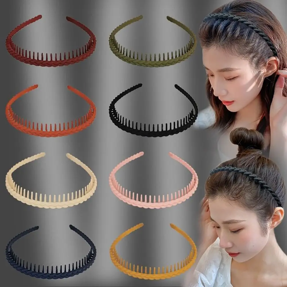 For Broken Hair Card Hair Styling Tool Bangs Clip Frosted Braid Headband Non-Slip Hairband Casual Headband Head Hoop With Teeth