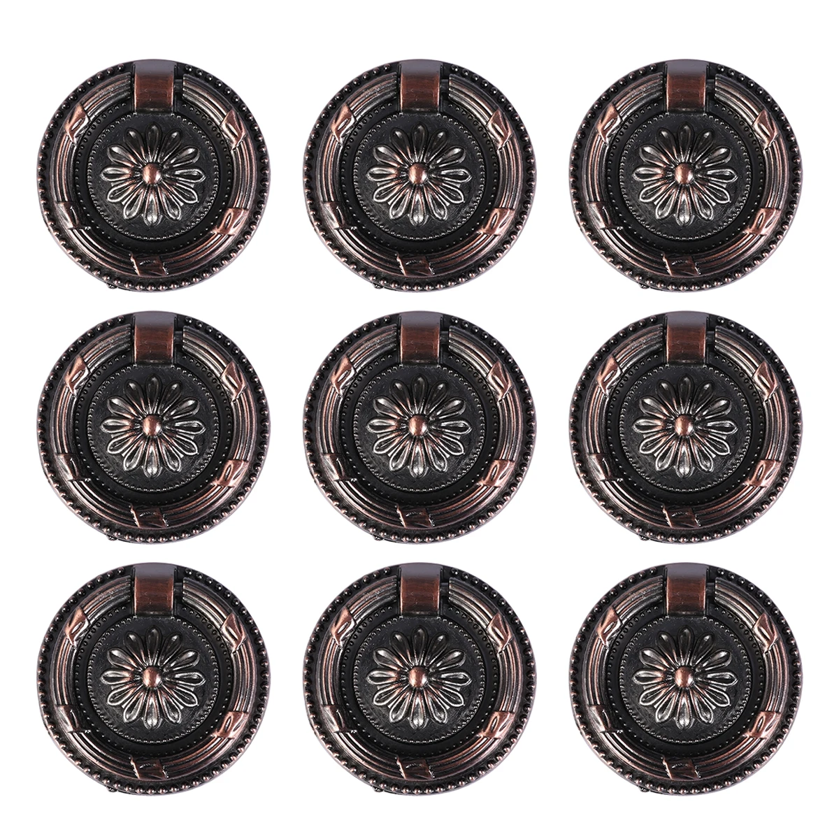 

10 Pcs Zinc Alloy Handle Dresser Pull Knob Furniture Pulls for Ring Cabinet Wardrobe Knobs Drawer Vintage Dressing Table