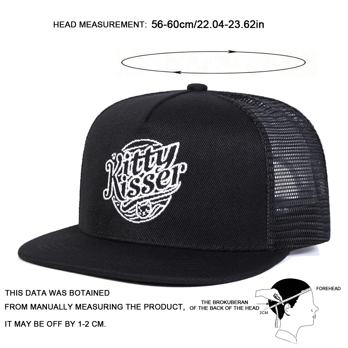 Unisex Kitty Kisser Letter Embroidery Hip-hop Net Hats Spring Summer Outdoor Adjustable Casual Baseball Caps Sunscreen Hat