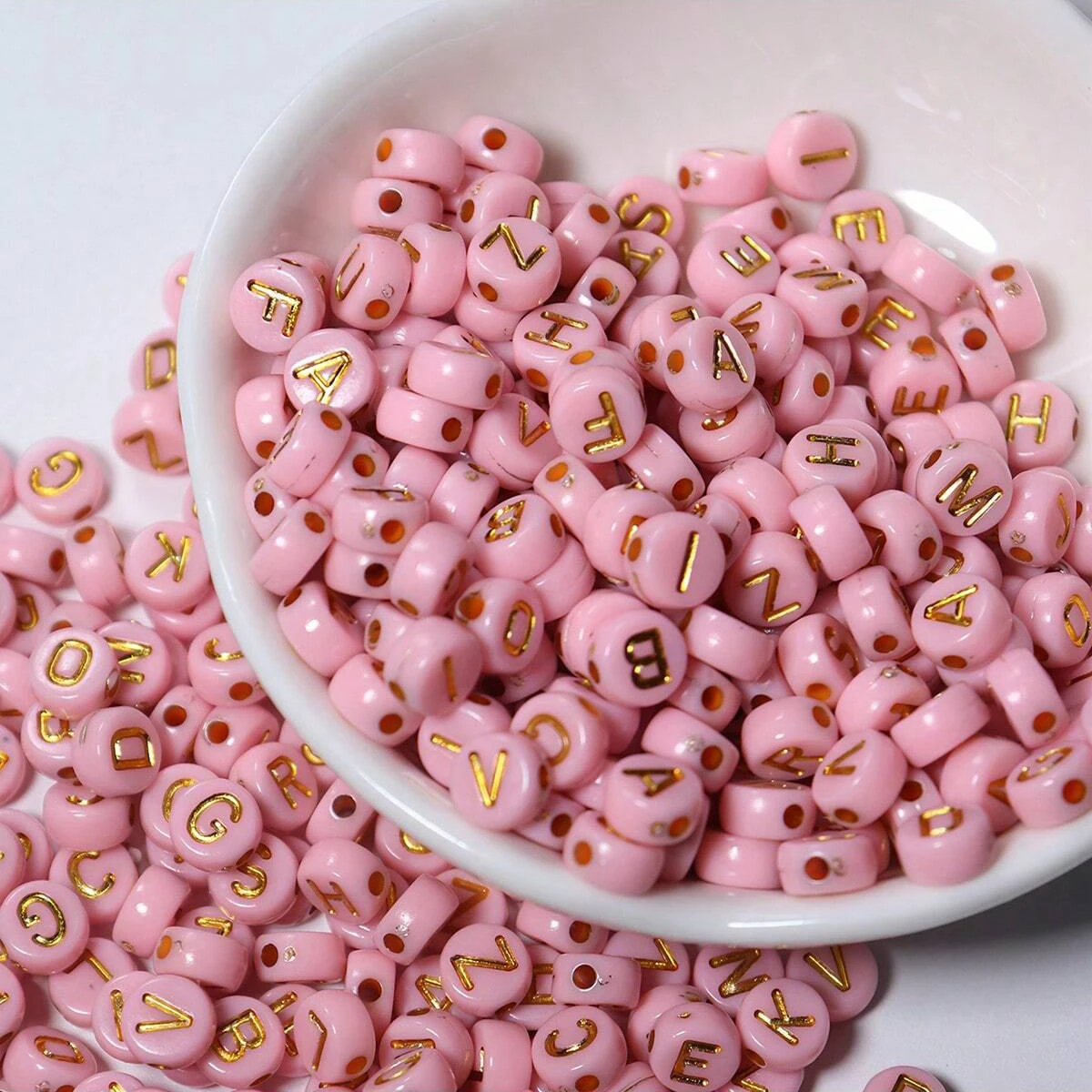 500/250pcs 7mm Pink Letter, Valentine's Day Colors, For Necklace Bracelet Jewelry, Beads & Bead Assortments image 5
