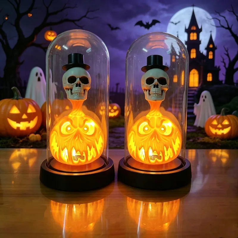 Halloween ghost skull ornament, dress up candle lamp jack-o-lantern props