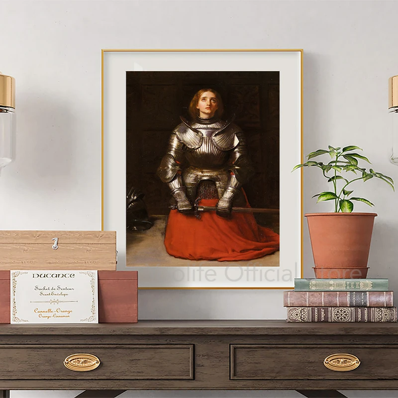 Jovana del Arco (1865) pintura al óleo clásica de John Everett Millais impresiones en lienzo féminismo chica héroe cartel mujer regalo decoración del hogar