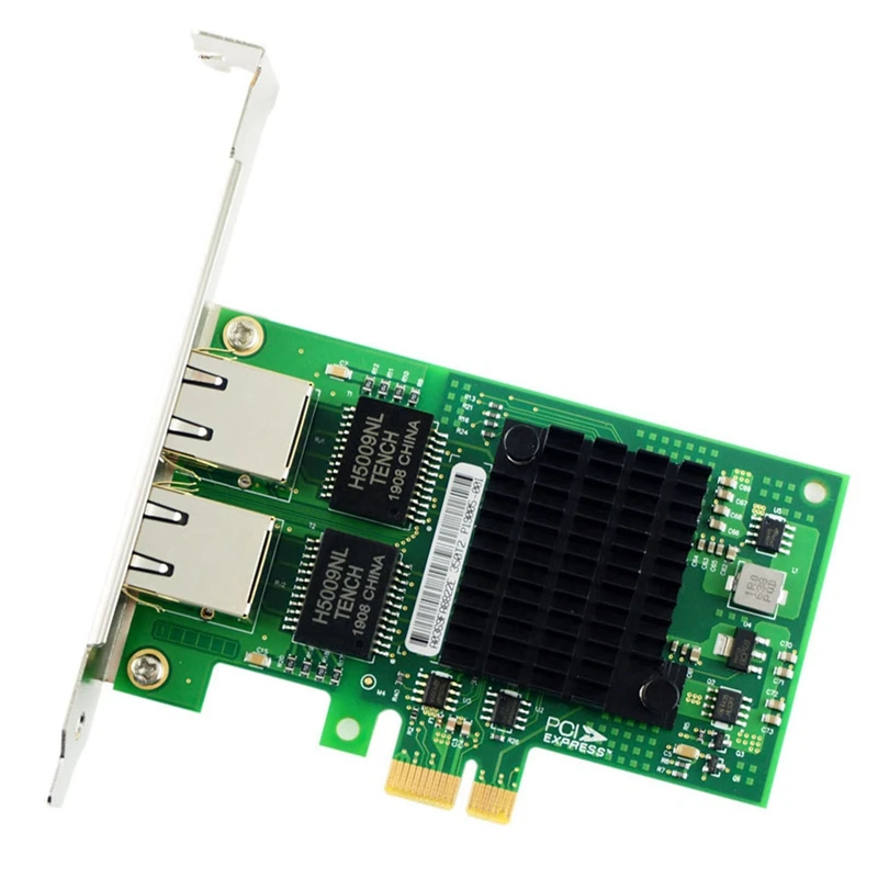 NEW-PCI-E X1 RJ45 Desktop Dual Port Gigabit Ethernet I350-T2M Ethernet Controller Chip I350AM2 10/100 /1000Mbps Rate