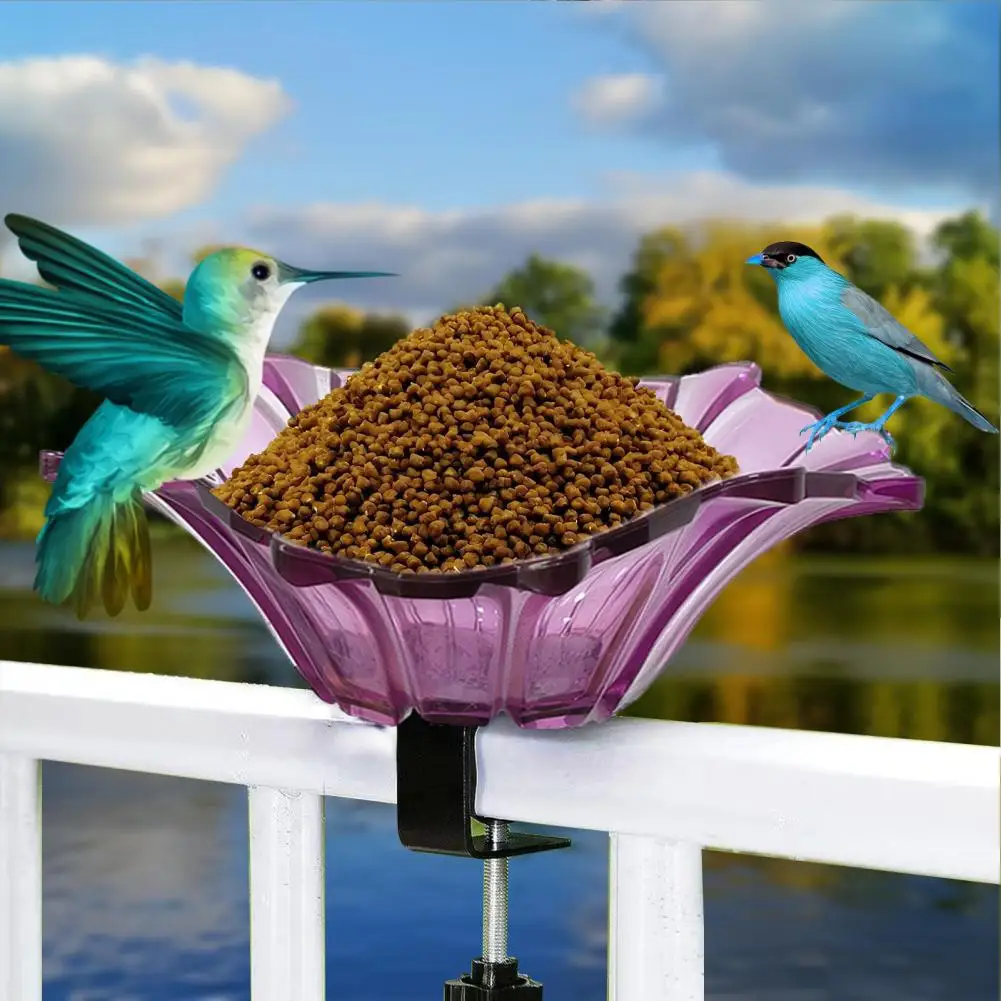 

Deck Mounted Bird Baths,Bird Feeder,Outdoors Glass Bird Bath Bowl,Adjustable Clamp,Birds Feeding Tray,for Garden Yard Patio Lawn