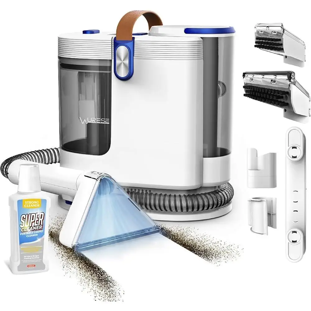 Portable Carpet Cleaner Machine 15Kpa Upholstery Cleaner Dual Tank Self Cleaning 3 Tools 16.4ft Cord Ideal Carpets Sofas Stairs