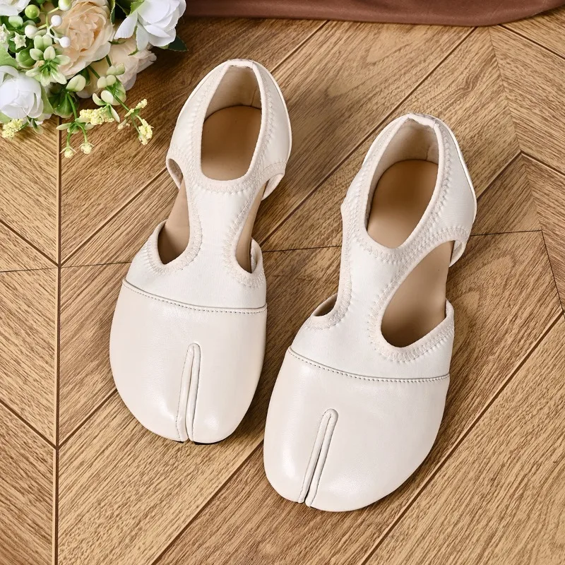 2026 Fashion Women Brand Mary Janes Shoes Summer Split Toe Walking Sneakers Casual Loafers Designer Black Ballet Flats Sandals view 5