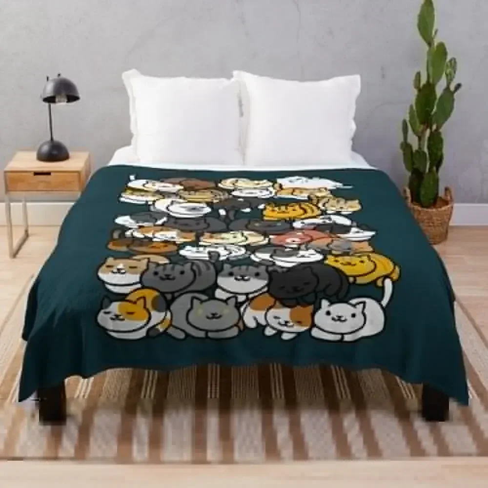 Neko Atsume Sleepy Kitties Throw Blanket Warm Comfortable Blanket for Office Napping