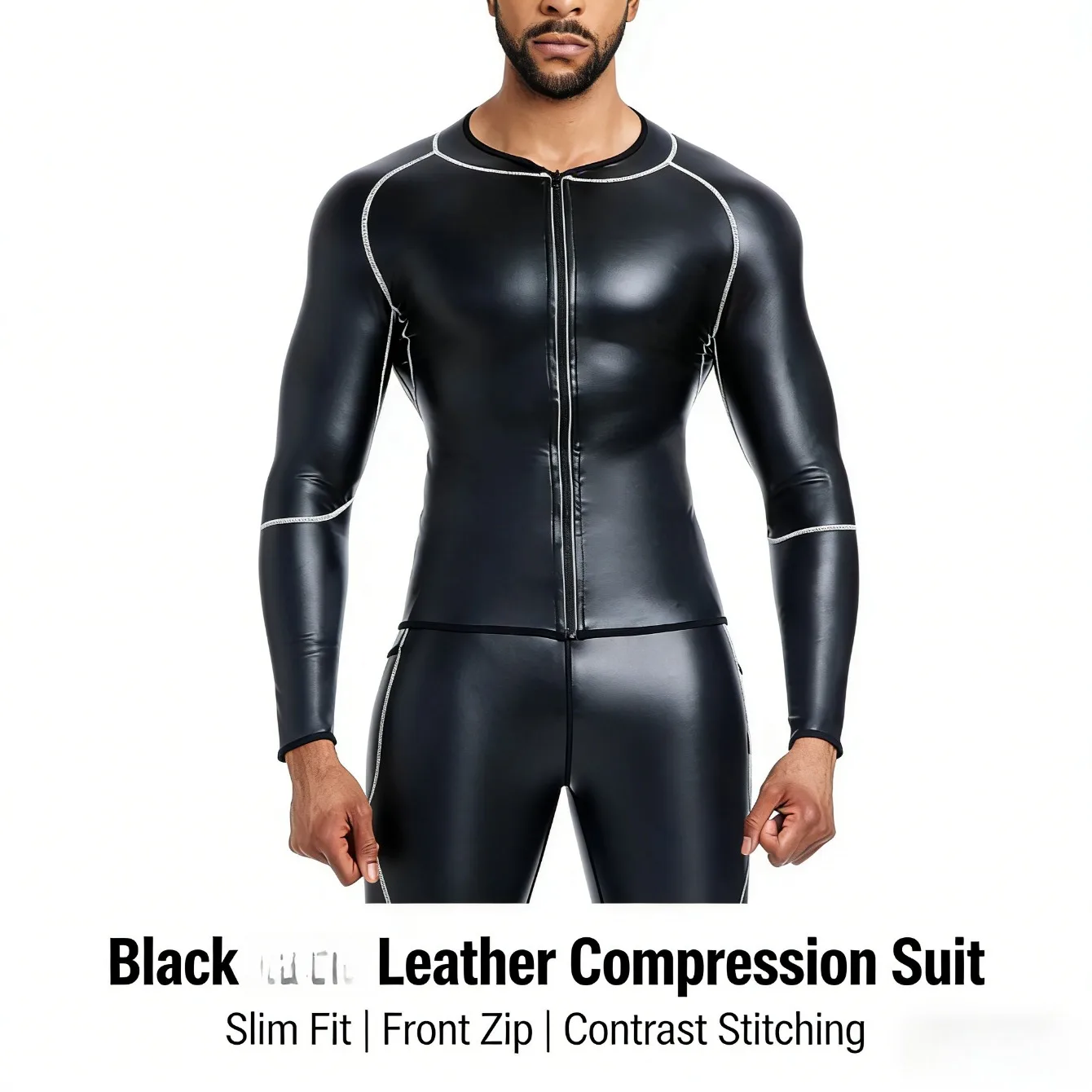 

Men's Slim-Fit Four-Way Stretch Biker Jacket European and American Trend Long-Sleeve Stylish Leather Casual Outerwear