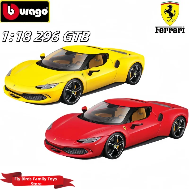 Nuovo originale Bburago 1:18 Ferrari 296 GTB in lega pressofuso in miniatura modello di auto sportiva Ferrari 296 GTB modello di auto giocattoli regali di compleanno