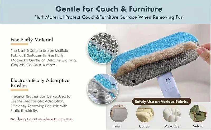Haustier-Möbel-Haarentferner, geeignet für Sofas, Teppiche, Kleidung, Bettwäsche, wiederverwendbare und waschbare multifunktionale Reinigungsbürste ﻿ – Detail 4