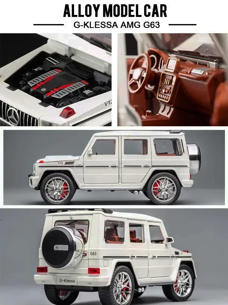 Modelo de coche de aleación G63 de simulación 1:24, sonido y luz, coche de juguete extraíble, vehículo todoterreno, colección de decoración para niños, coche de aleación de regalo