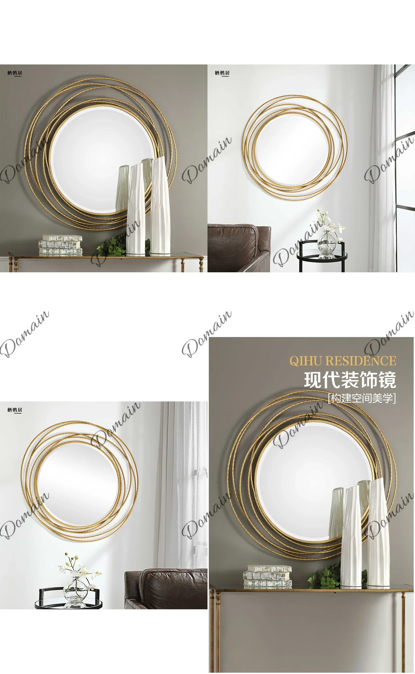 GV Elegant French Luxury Wall Mounted Vanity Mirror for Bathroom Bedroom Hallway Decorative Makeup Mirror Home B