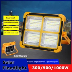 Newest 300/500/1000W Solar Portable Floodlights USB Rechargeable Camping Lamps Removable Multi-Function Emergency Lighting Lamps