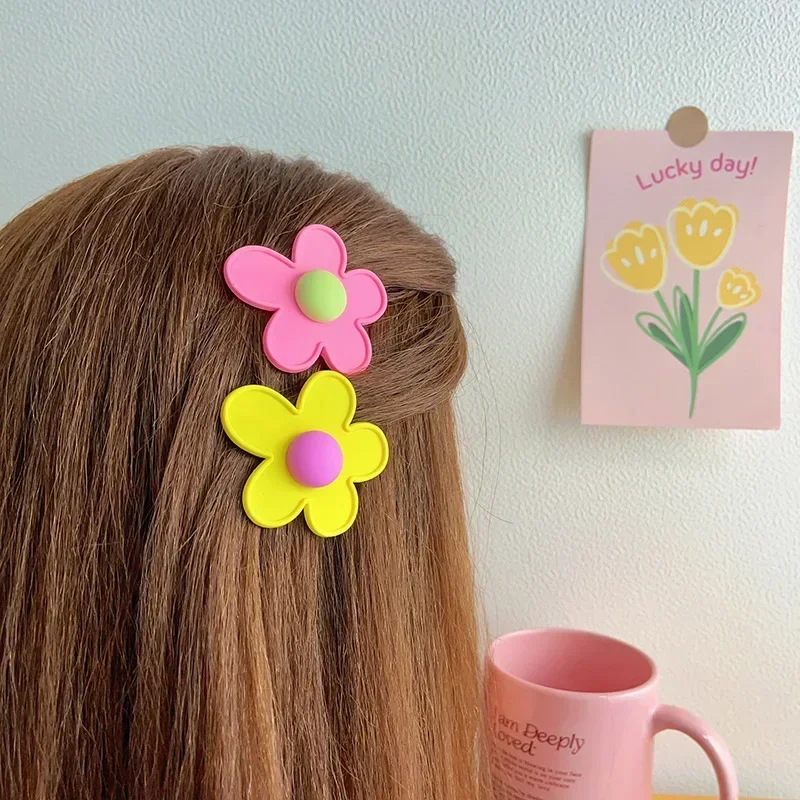 2Pc Koreaanse Schattige Kleurrijke Bloem Haarspeld Hairgrip Haarspeldjes Voor Meisjes Vrouwen Kinderen Childs Vintage Krab Voor Cadeau Haar Accessoires