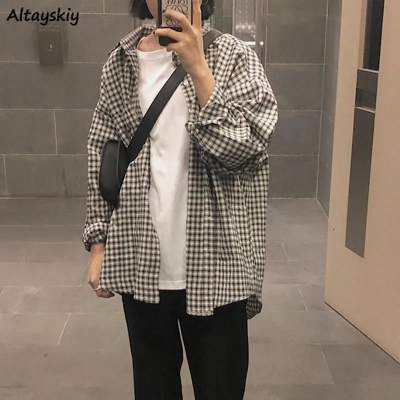 Shirts Women Plaid College Loose Leisure Full Sleeve Spring Popular Korean Style Trendy Basic All-match Ins New Рубашка Женская