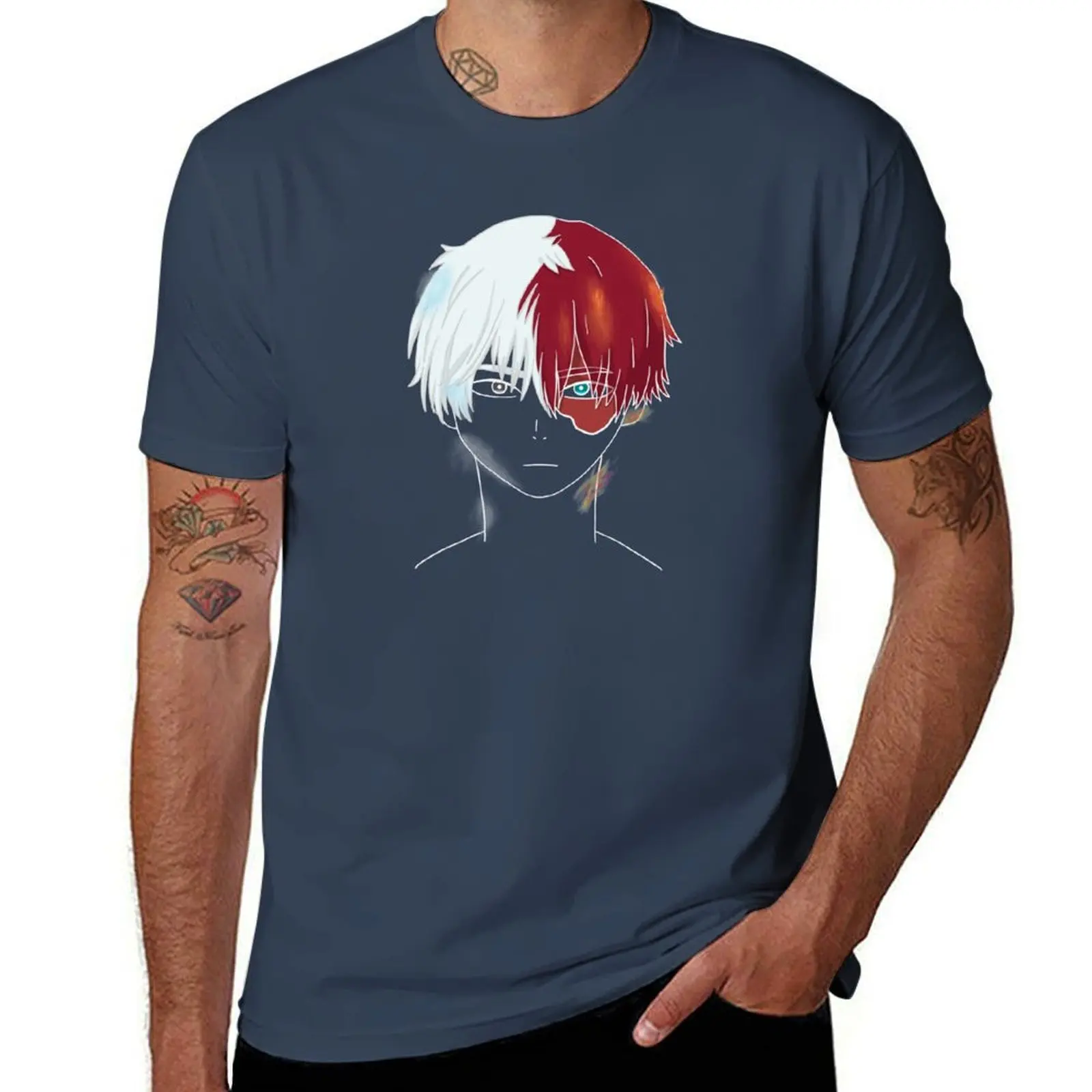 

Футболка Shoto Todoroki (BNHA), мужская хлопковая мужская футболка с рисунком, футболка