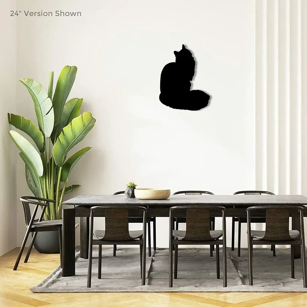 Home Essentials  Maine Coon Cat Breed Silhouette - Beautiful Metal Home Decor Metal Art Wall Sticker Artwork Wall decoration