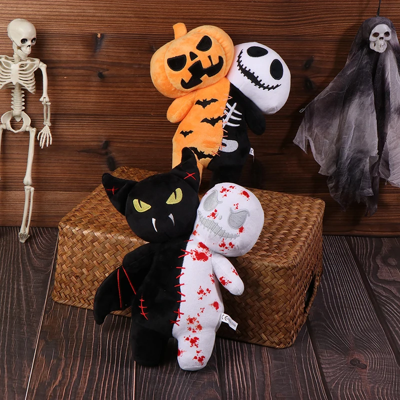 Creative Halloween Glow-in-the-Dark Pumpkin Skull Bat Ghost Plush Toy Children's Halloween Gifts