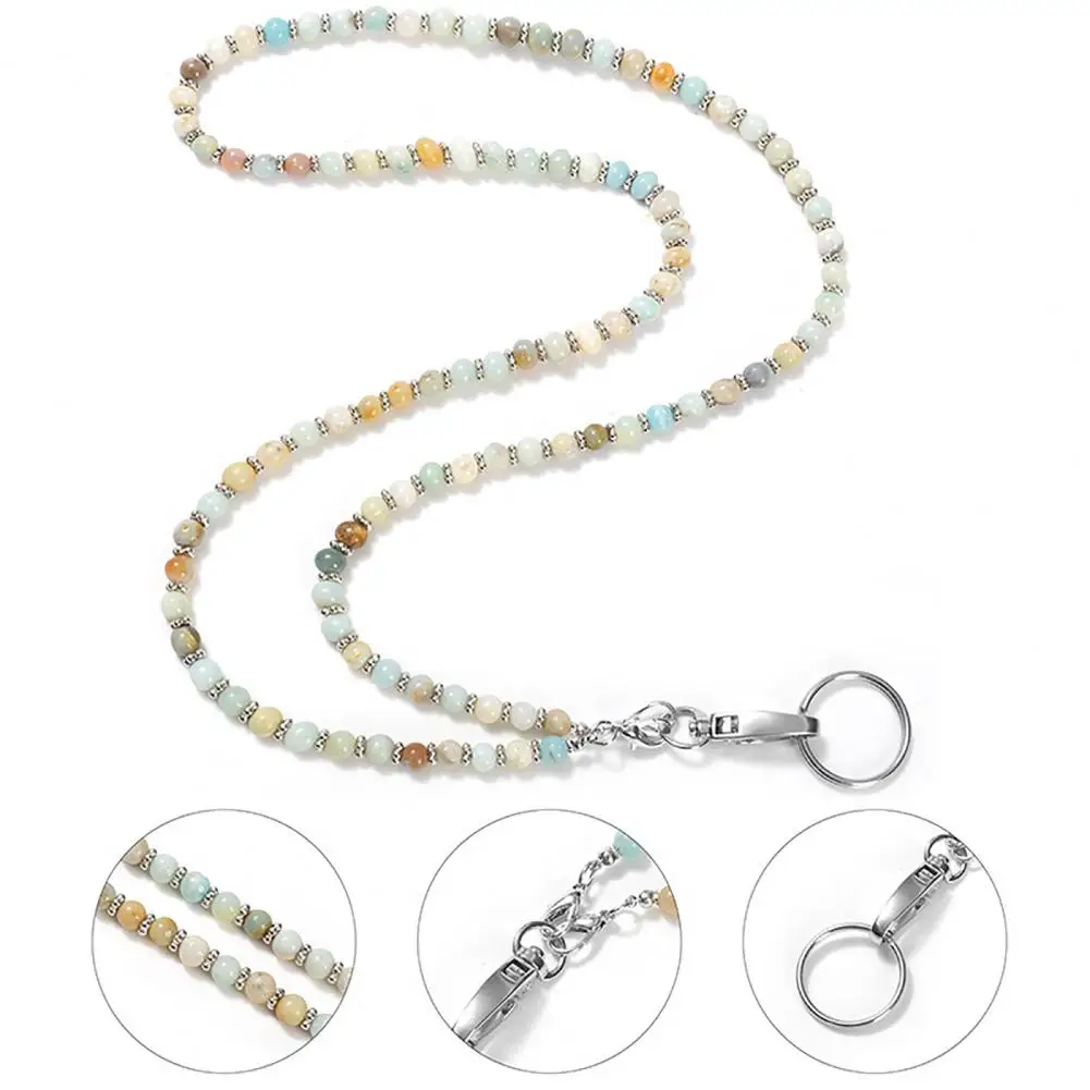 Sleutelhanger Lanyard Key Badge Lanyard Ketting Modieuze Natuursteen Lanyard Ketting Met Aangepaste Naam Gesp Voor Trendy