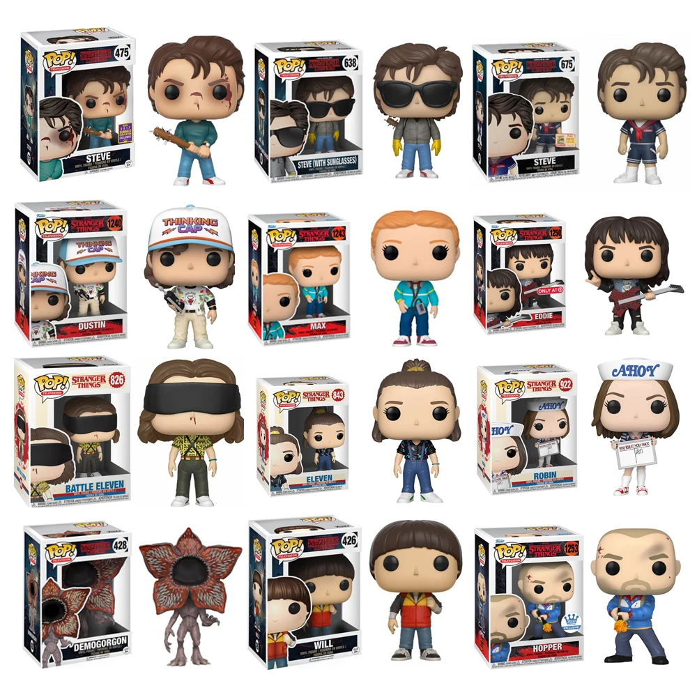 Funko pop Steve #475 #638 Max #1243 Eddie #1250 Hopper #1253 Eveven #826 #421 figurka winylowa Model lalki zabawki