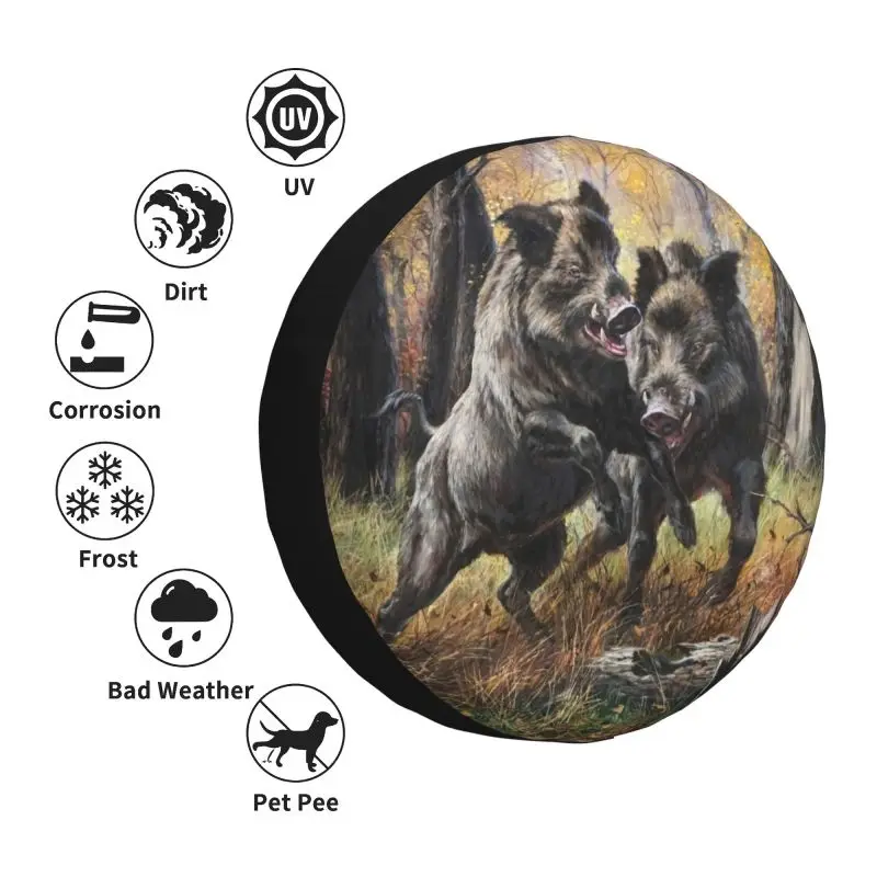 Custom Wild Animal Boar Spare Tire Cover for Toyota Land Cruiser Prado 4WD 4x4 RV Car Wheel Protectors 14\