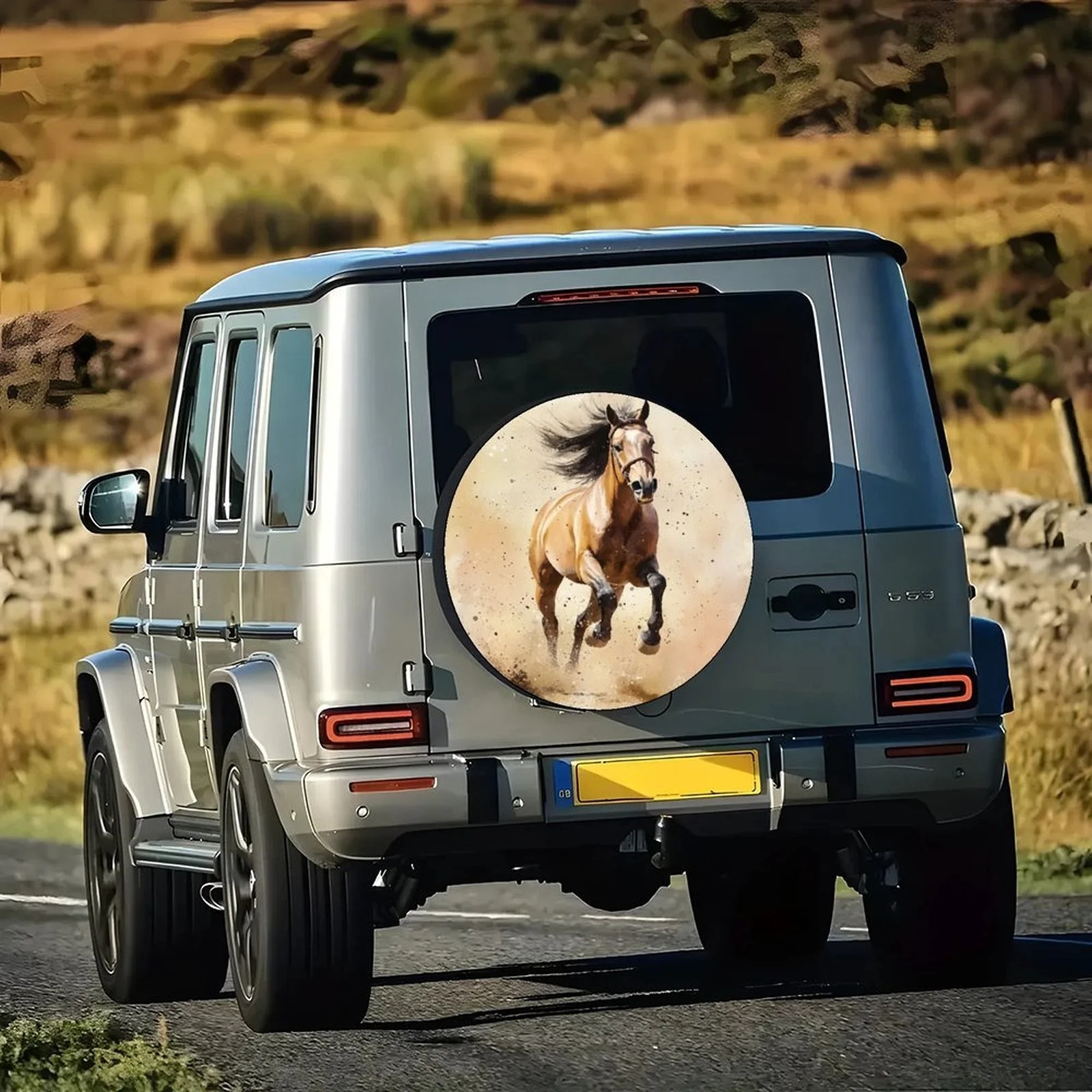 Galloping Horse Spare Tire Cover Durable SUV Truck Wheel Protector Equestrian Theme Trailer Caravan Accessory