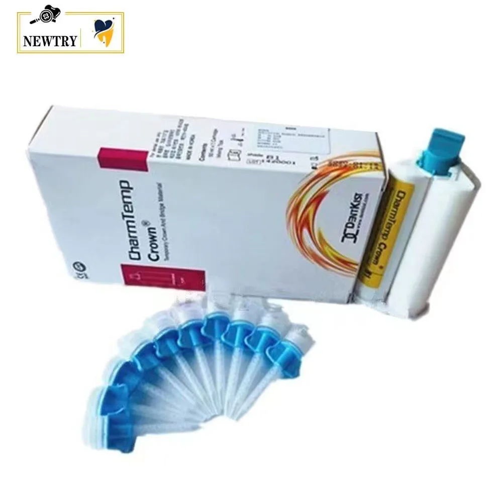 DENTKIST CharmTemp Crown Temporary Veneer Bridge Materials 50ml Catalyst Paste Cartridge Self Curing Dental Dispensing Mix Tips