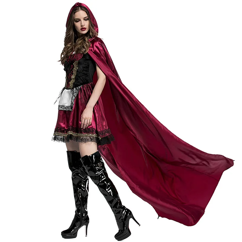 Little Red Riding Hood Long Cloak Dr Stage Performance Costume loween Themed Role-plang Outfit Women's Ethnic Wear