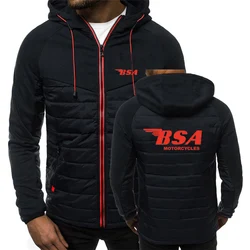 2023 Men New Bsa Motorcycles Spring Autumn 7 Color Zipper Hooded Cotton Jacket Sweatshirts Casual Patchwork Long Sleeve Coat Top