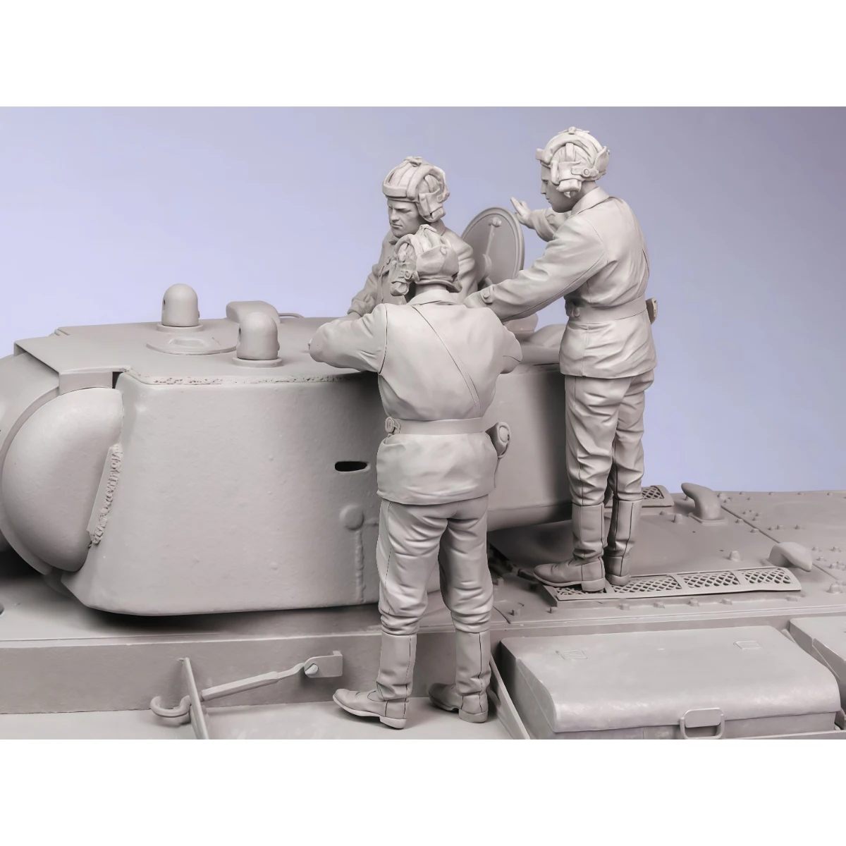 Zestaw modelarski z żywicy w skali 1/35, motyw militarny, załoga radzieckiego czołgu (3 osoby), niezmontowany i niepomalowany GK