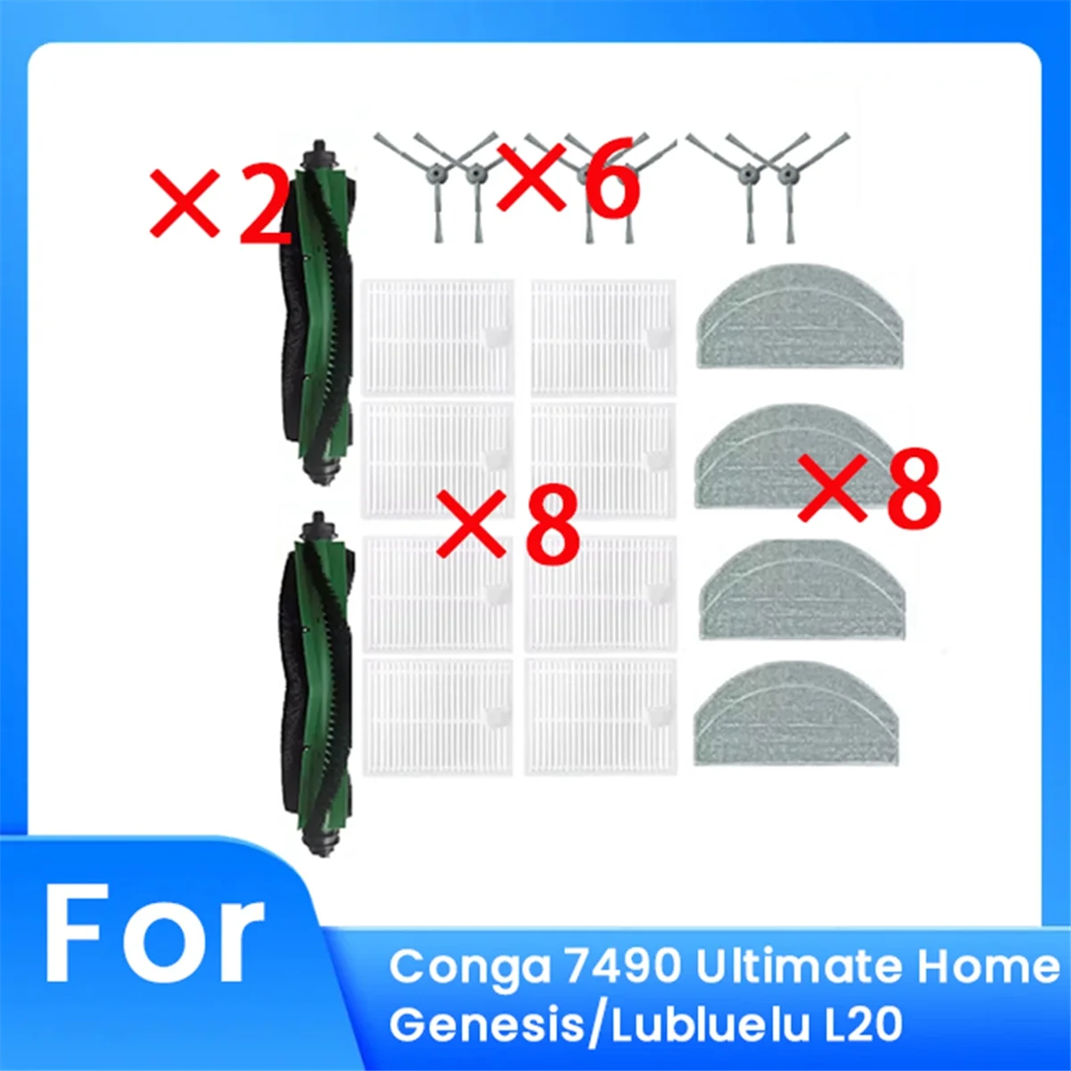 24 قطعة لـ Conga 7490 Ultimate Home Genesis/Lubluelu L20 مكانس كهربائية للكنس ملحقات أجزاء نظافة استبدالM14K