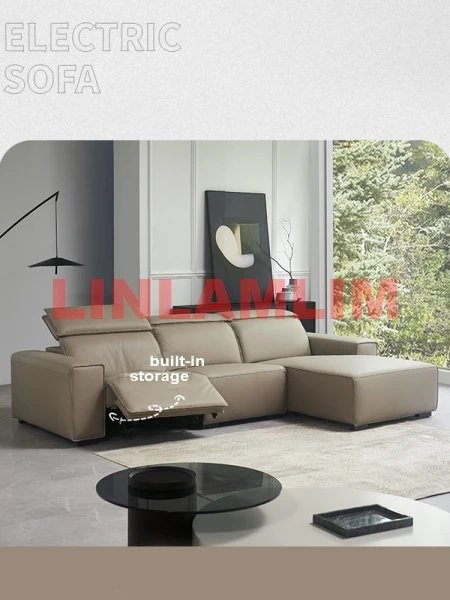 Elektryczny rozkładany fotel Sofa z prawdziwej skóry Cama podwójny kabriolet sofy L kształt kanapa wielofunkcyjna Sofa kinowa