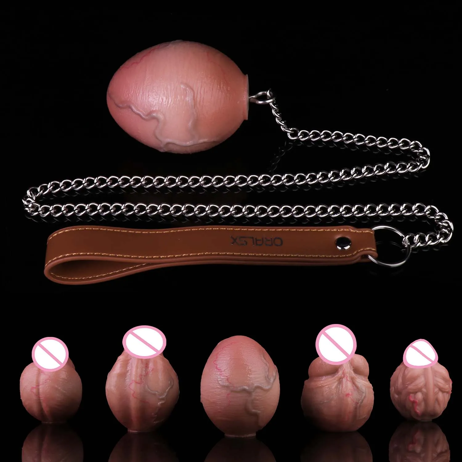 NNSX Soft Silicone Anal Eggs Buttplug with Steel Chain for Men and Women BDSM Prostate Anal Beads Oviposition Trainer Sex Toys